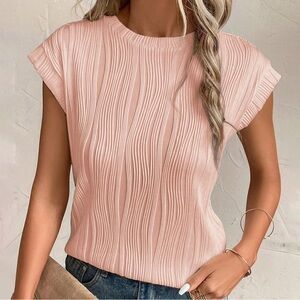 Chic Blush Short Sleeve Women's Top